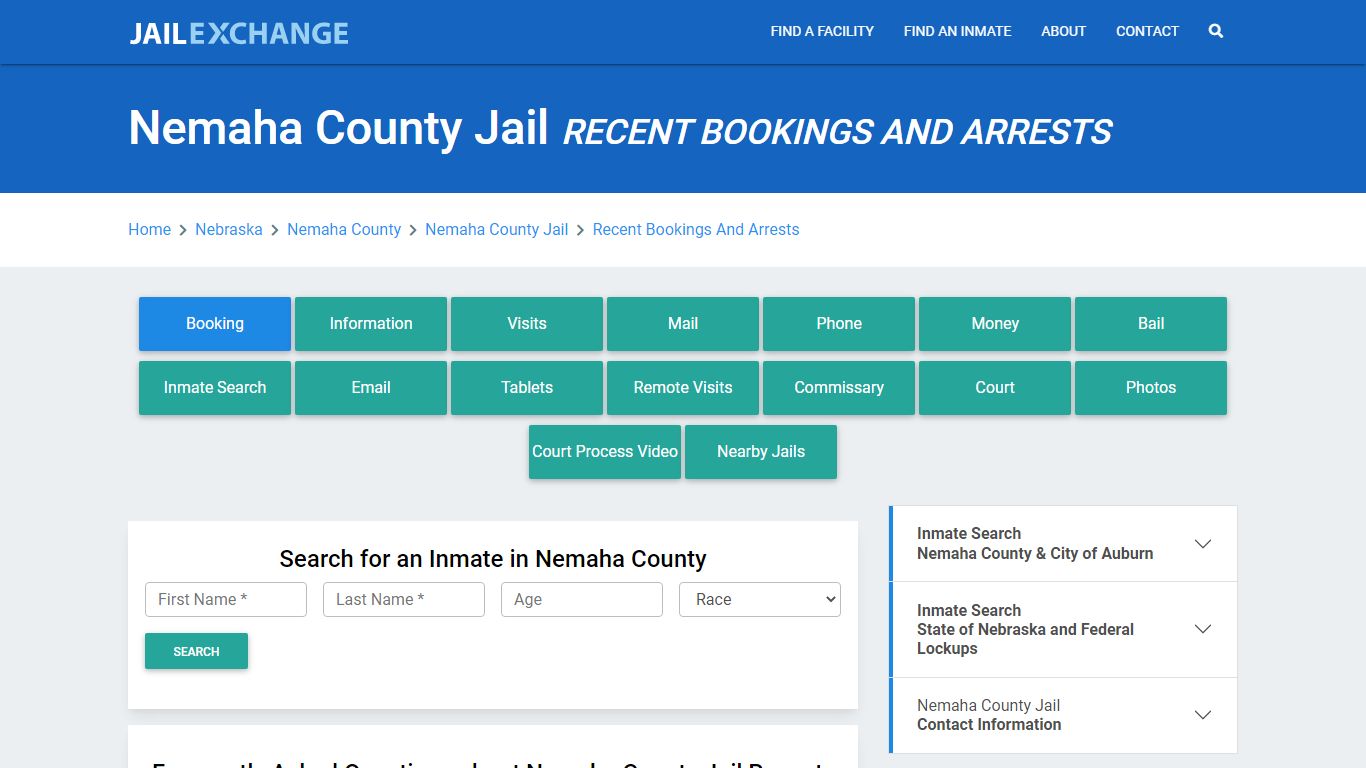 Nemaha County Jail NE Recent Arrests and Bookings - Jail Exchange