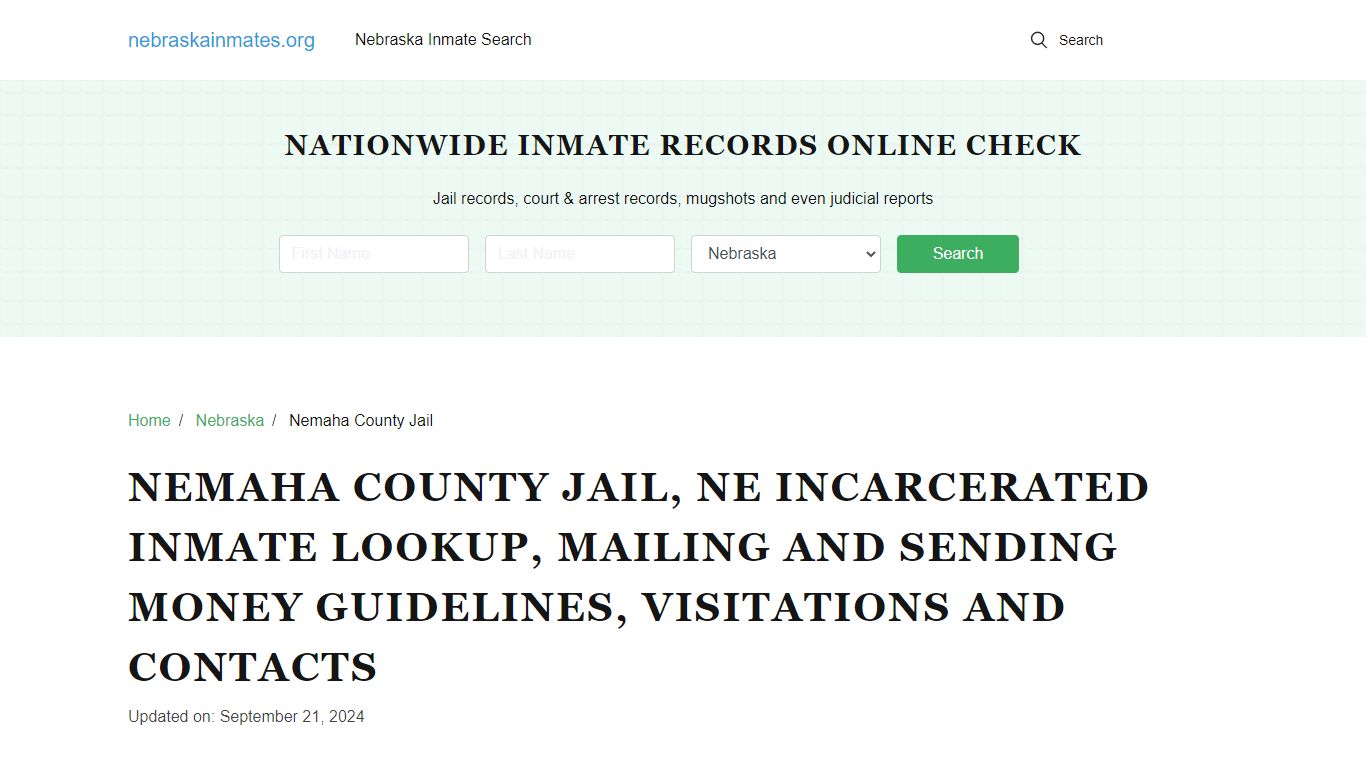 Nemaha County Jail, NE: Offender Locator, Visitation & Contact Info